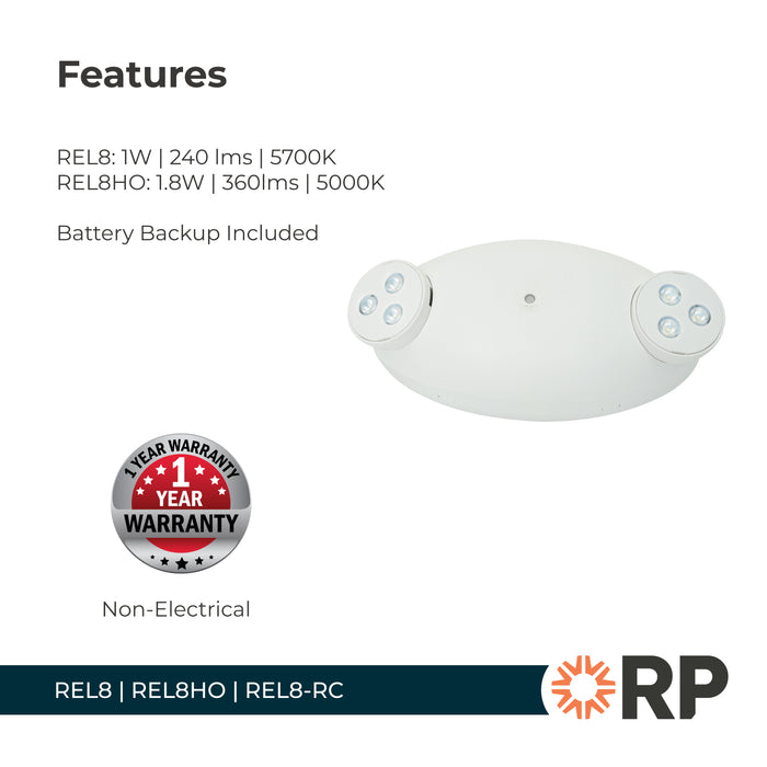 8.25-inch White Emergency Light with 1W Output