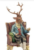 9" RESIN GENTLEMEN DEER W/CHAIR