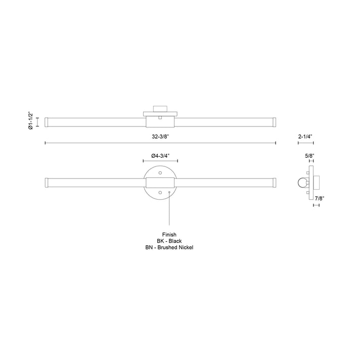 Akari 32-in Aluminum Vanity Light