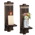 Alphatool Handmade Wooden Candle Sconces Set of 2 Farmhouse Wall Decor