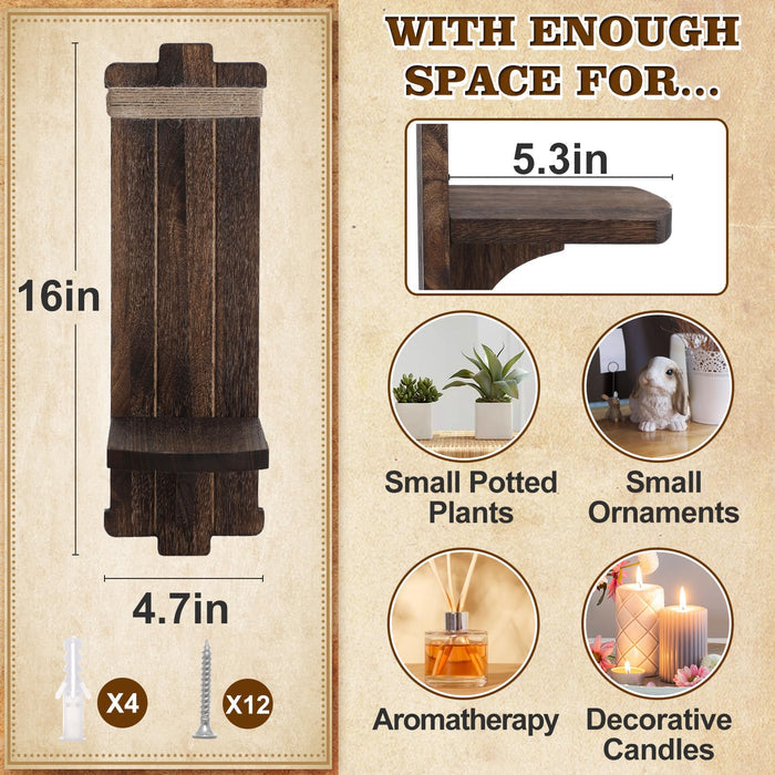 Alphatool Handmade Wooden Candle Sconces Set of 2 Farmhouse Wall Decor