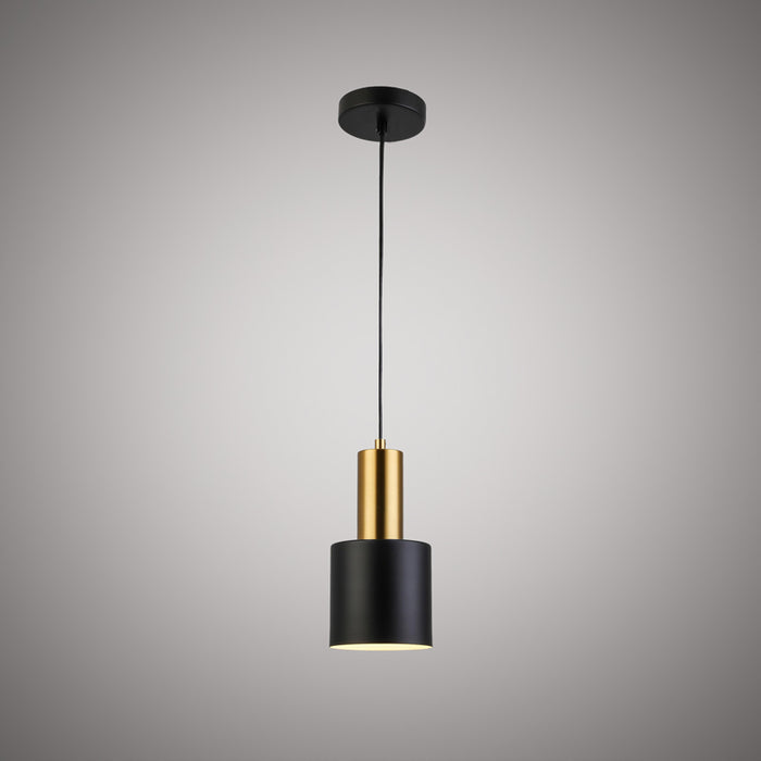 1 Lights Alpine 5-in Pendant Aged Brass/Matte Black  Dimmable 60W