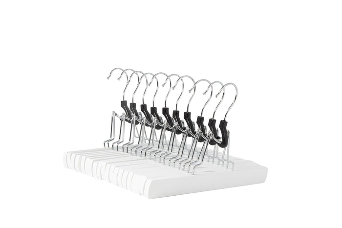Amazon Basics Wooden Pants Hangers Closet Organizer, White, 10-Pack