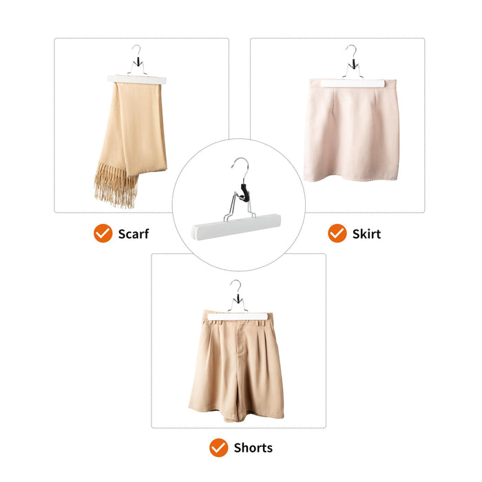 Amazon Basics Wooden Pants Hangers Closet Organizer, White, 10-Pack