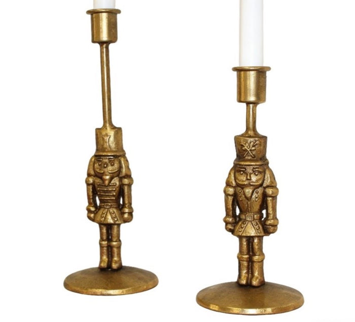 Antique Gold Iron Taper Holders, Nutcracker