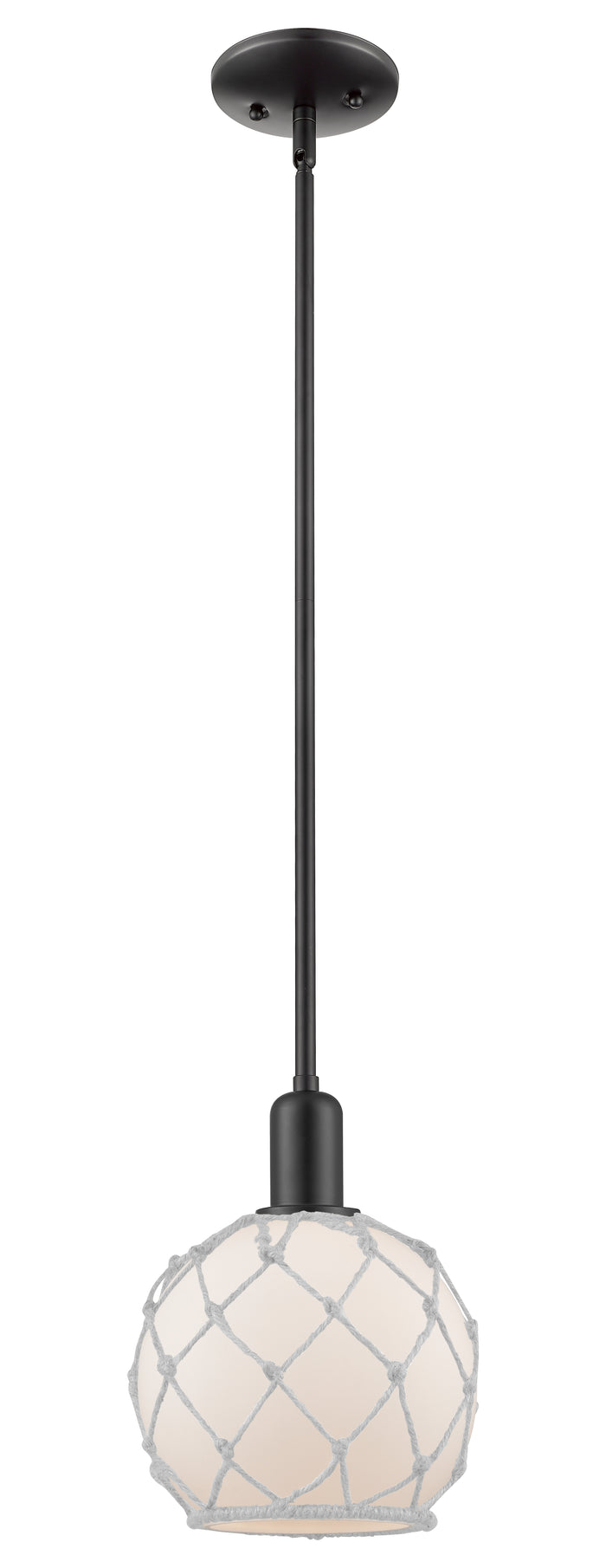 Matte Black / White Glass with White Rope