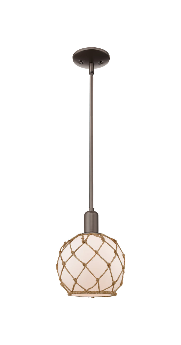 Oil Rubbed Bronze / White Glass with Brown Rope