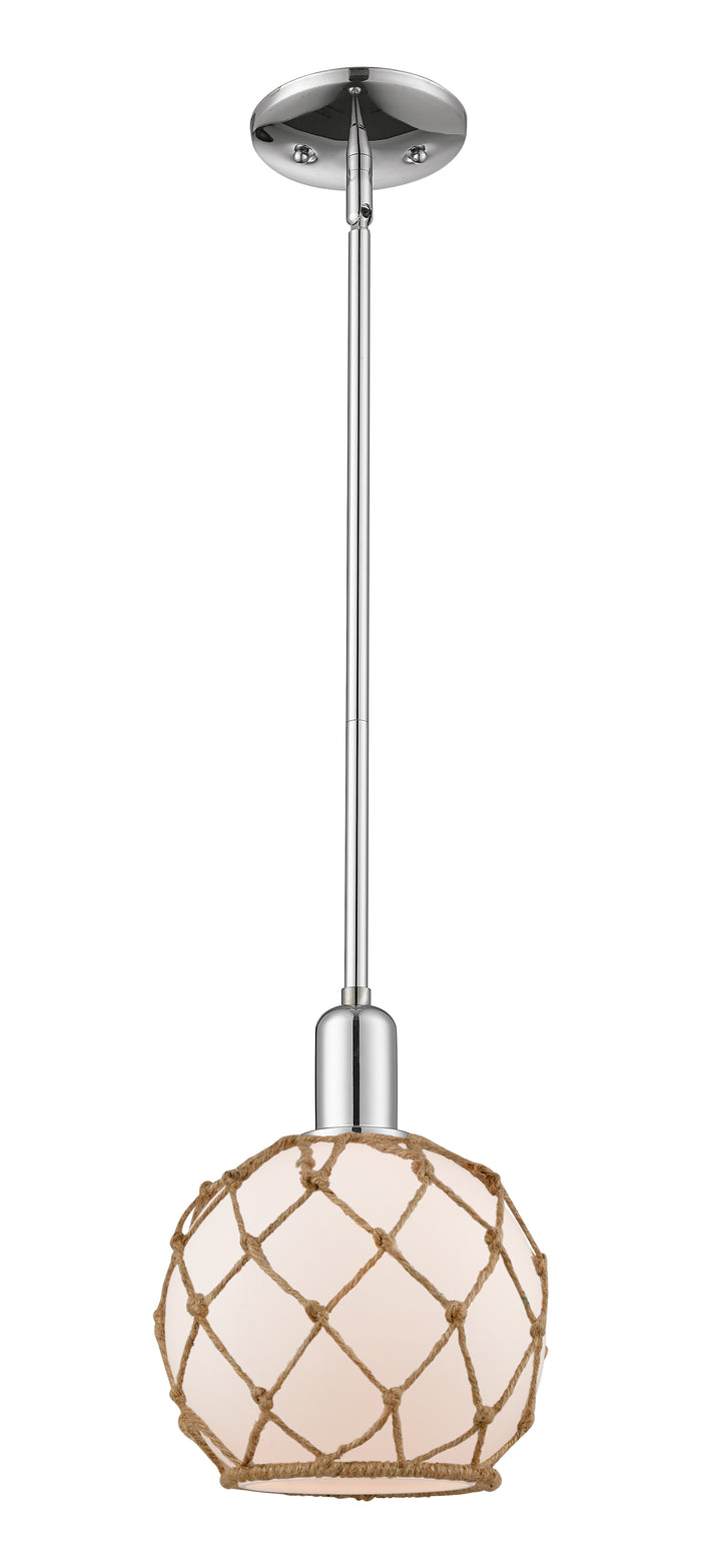 Polished Chrome / White Glass with Brown Rope