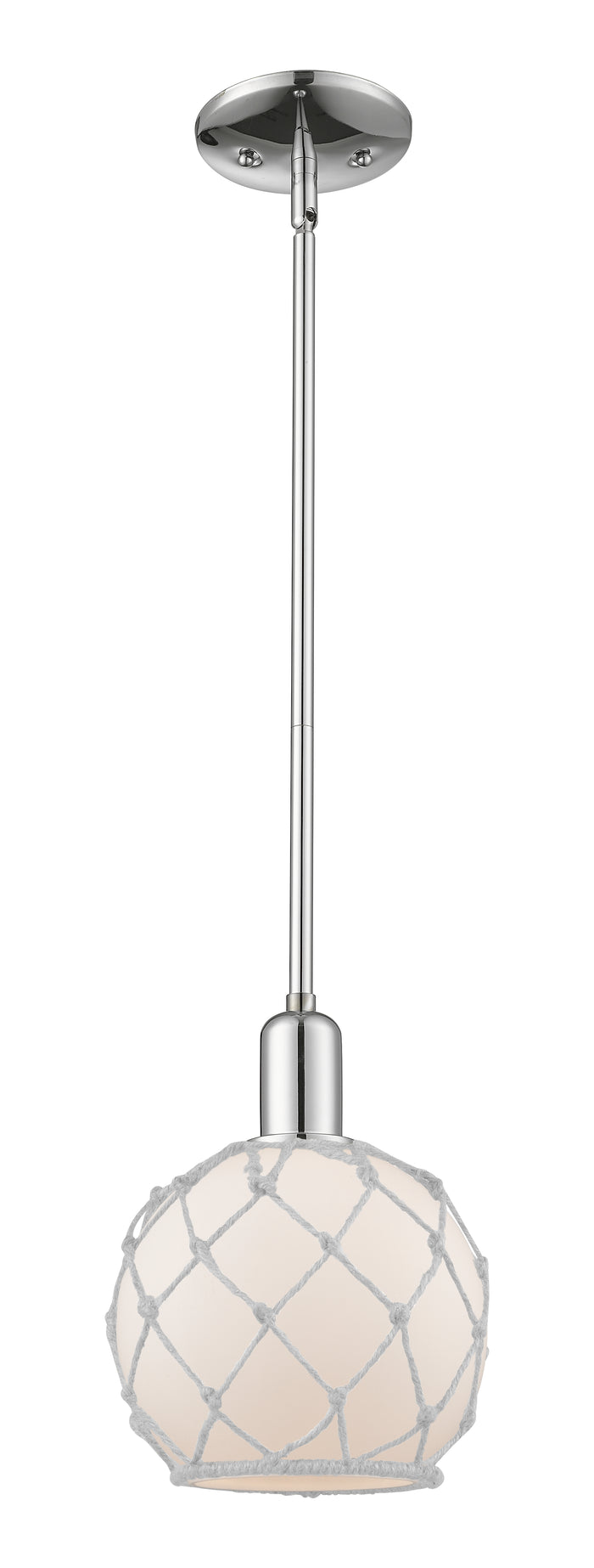 Polished Chrome / White Glass with White Rope
