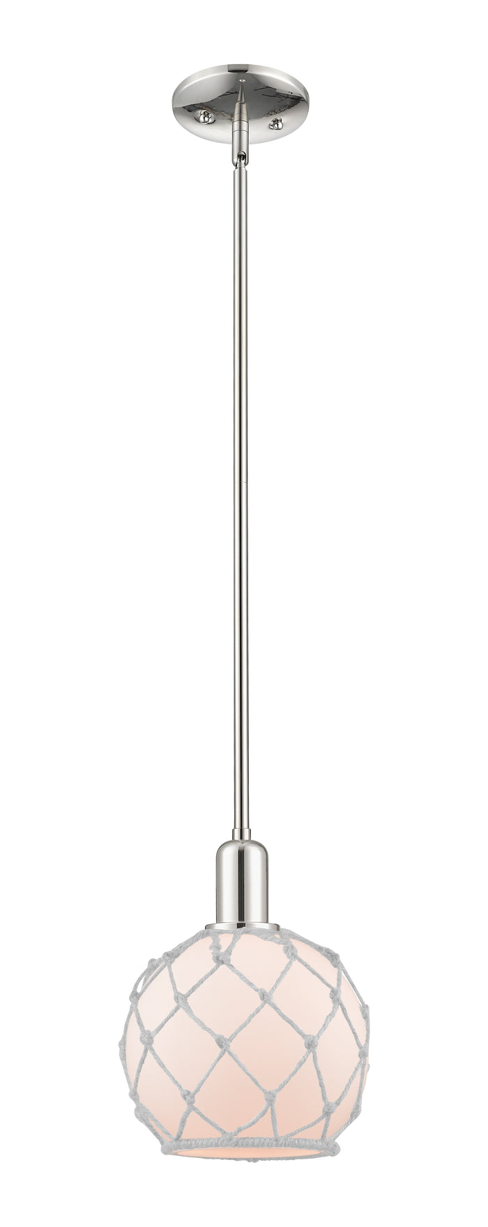 Polished Nickel / White Glass with White Rope