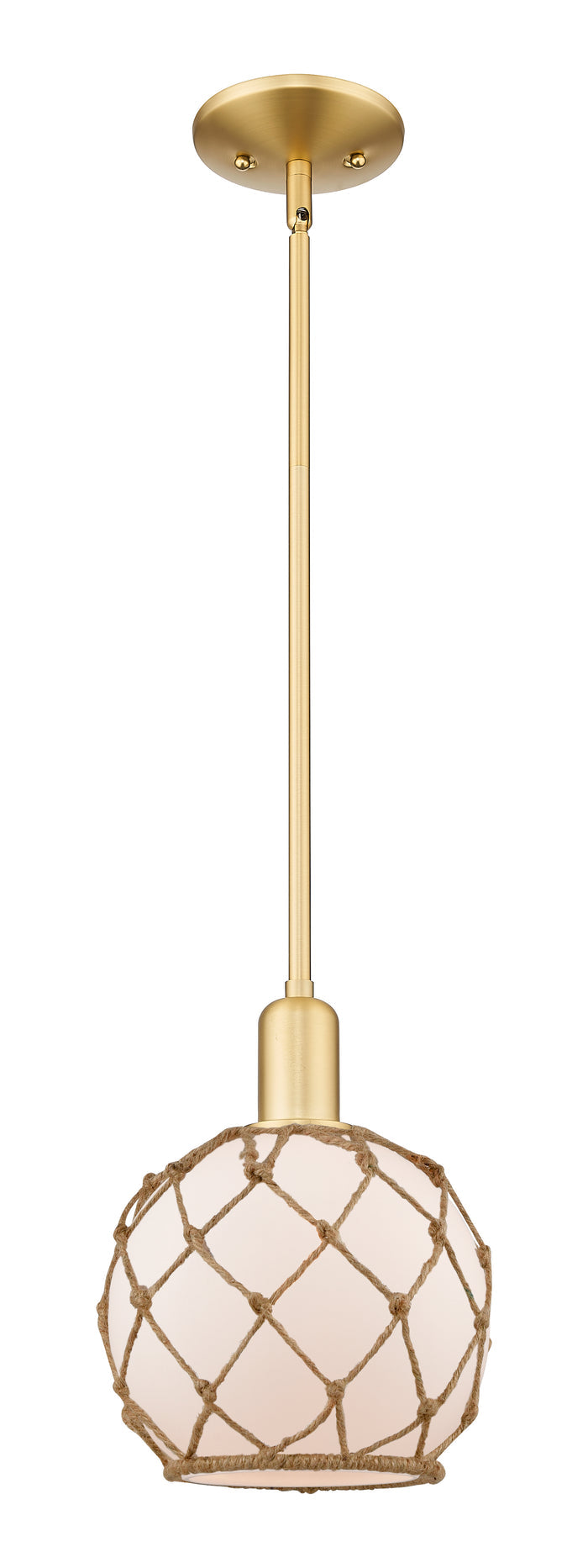 Satin Gold / White Glass with Brown Rope