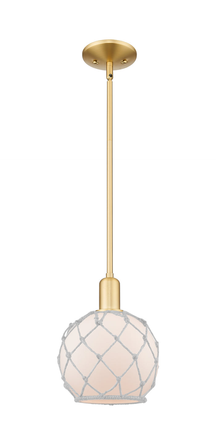 Satin Gold / White Glass with White Rope