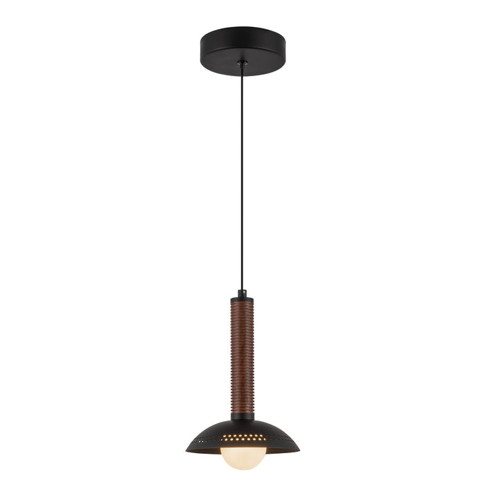 Arden 9-in Opal Glass and Steel Shade LED Pendant
