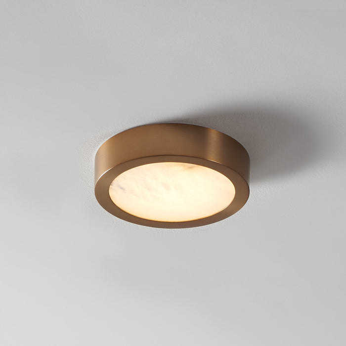 Argyle 8-inch Champagne Gold and Natural Alabaster 5CCT LED Flush Mount