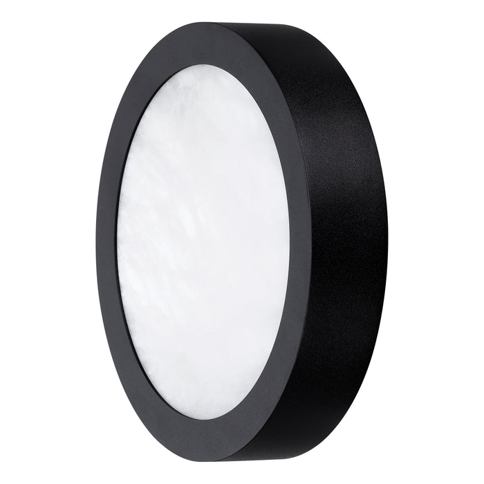 Argyle 8-inch Textured Black and Natural Alabaster 5CCT LED Flush Mount