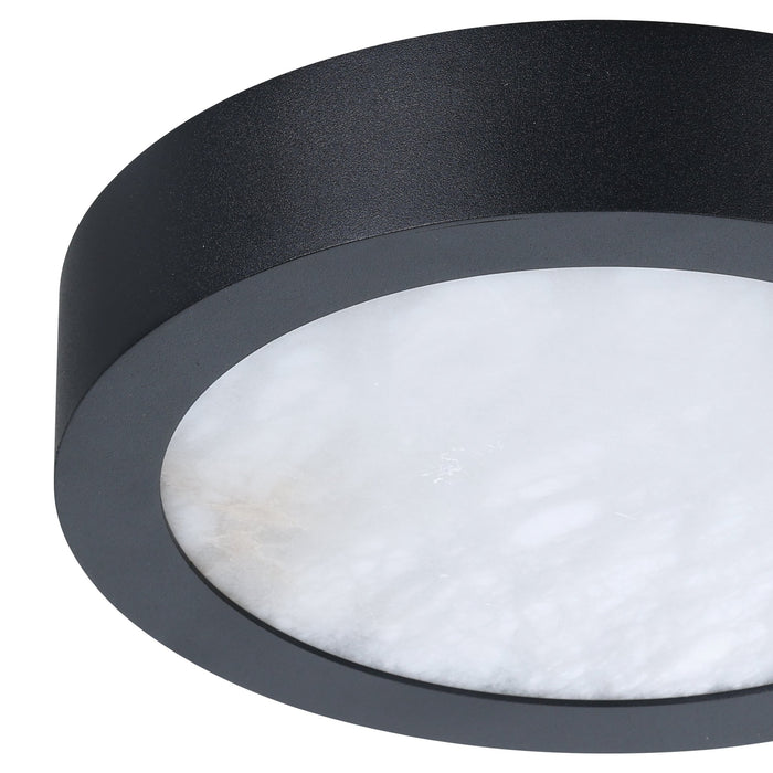 Argyle 8-inch Textured Black and Natural Alabaster 5CCT LED Flush Mount