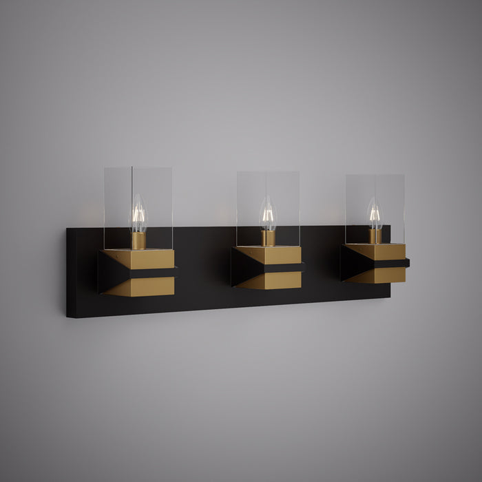 3 Lights Aries 3-light Vanity Light Aged Brass/Matte Black  Dimmable 120W