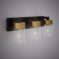 3 Lights Aurora 3-light wall/vanity light Matte Black and Aged Brass  Dimmable 180W