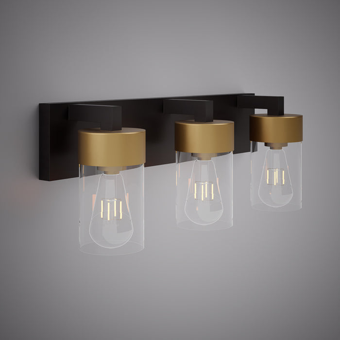 3 Lights Aurora 3-light wall/vanity light Matte Black and Aged Brass  Dimmable 180W