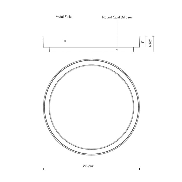 Bailey 8-in Aluminum Outdoor Flush Mount