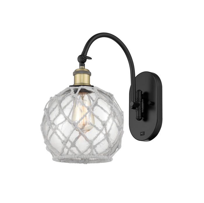 Black Antique Brass / Clear Glass with White Rope