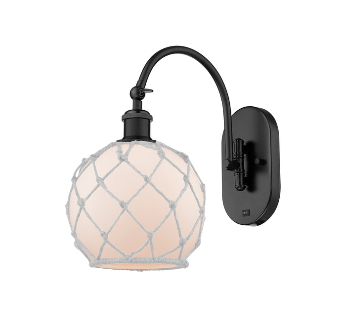 Matte Black / White Glass with White Rope