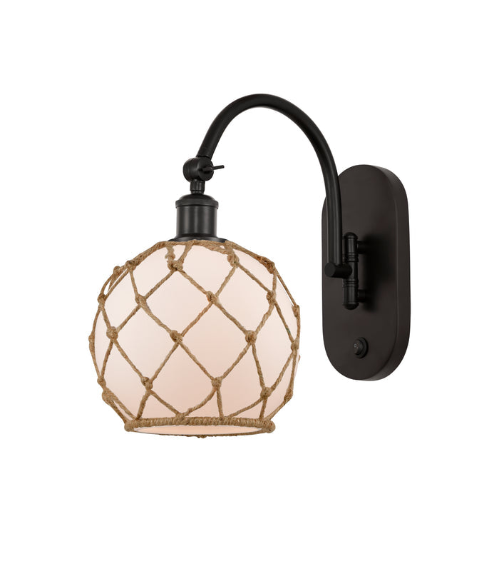 Oil Rubbed Bronze / White Glass with Brown Rope