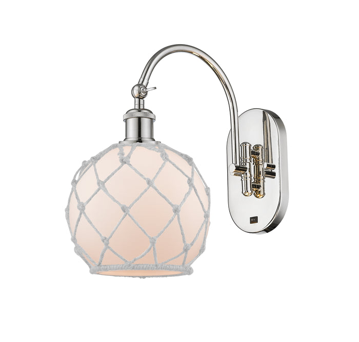 Polished Nickel / White Glass with White Rope
