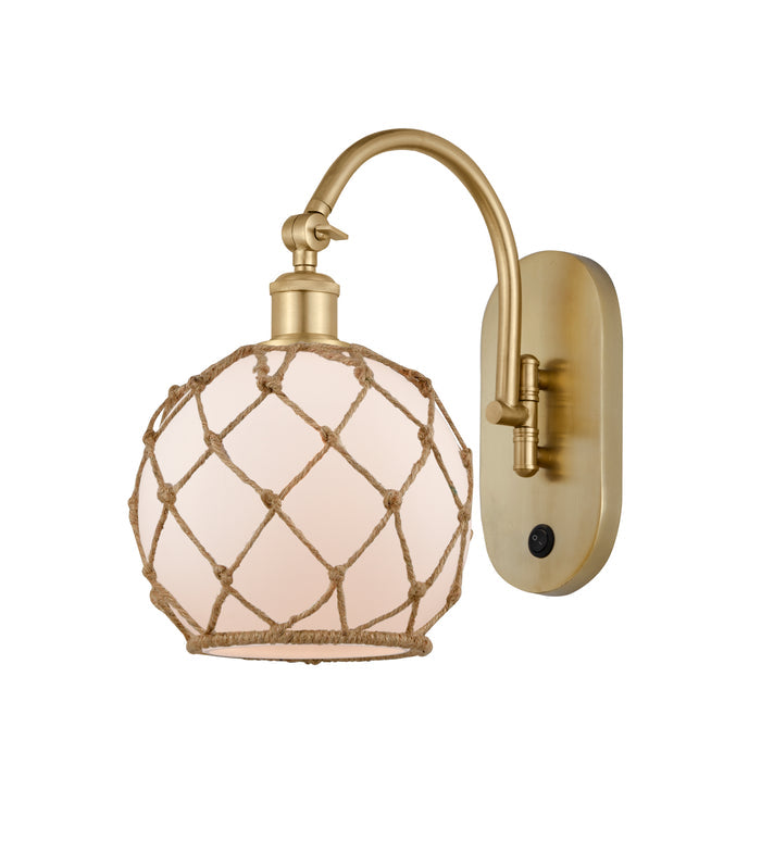 Satin Gold / White Glass with Brown Rope
