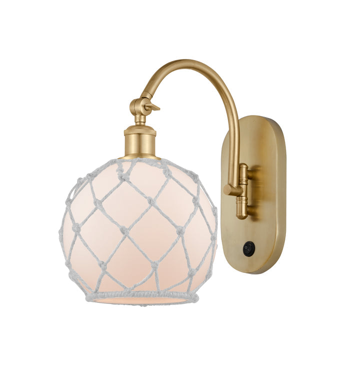 Satin Gold / White Glass with White Rope