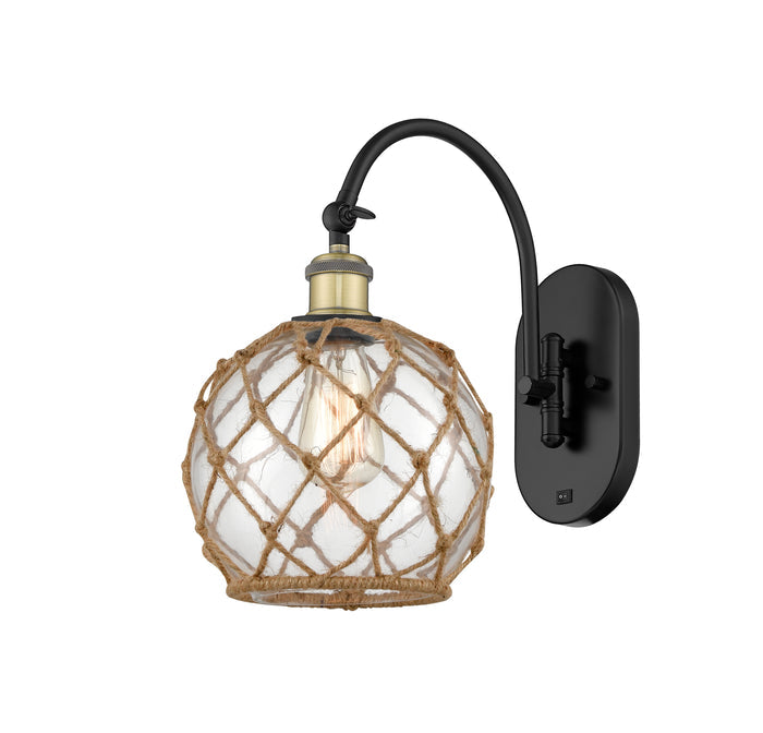 Black Antique Brass / Clear Glass with Brown Rope