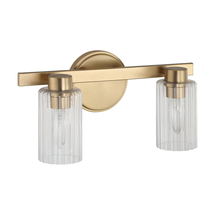 Bedminster 14-inch 2-light Champagne Gold Vanity Light with Clear Ribbed Glass Shades