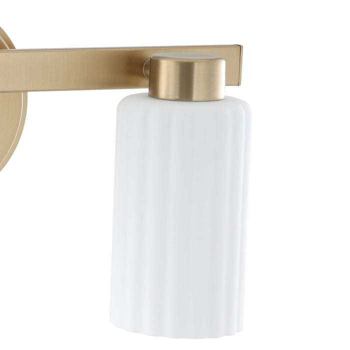 Bedminster 14-inch 2-light Champagne Gold Vanity Light with Etched Opal Ribbed Glass Shades