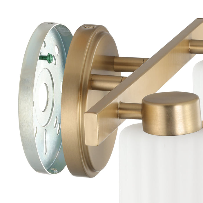 Bedminster 14-inch 2-light Champagne Gold Vanity Light with Etched Opal Ribbed Glass Shades