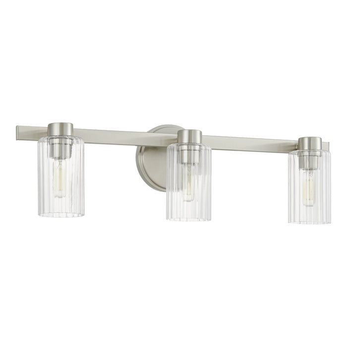Bedminster 24-inch 3-light Brushed Nickel Vanity Light with Clear Ribbed Glass Shades