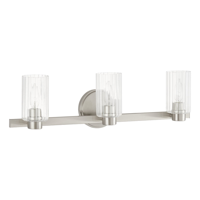 Bedminster 24-inch 3-light Brushed Nickel Vanity Light with Clear Ribbed Glass Shades