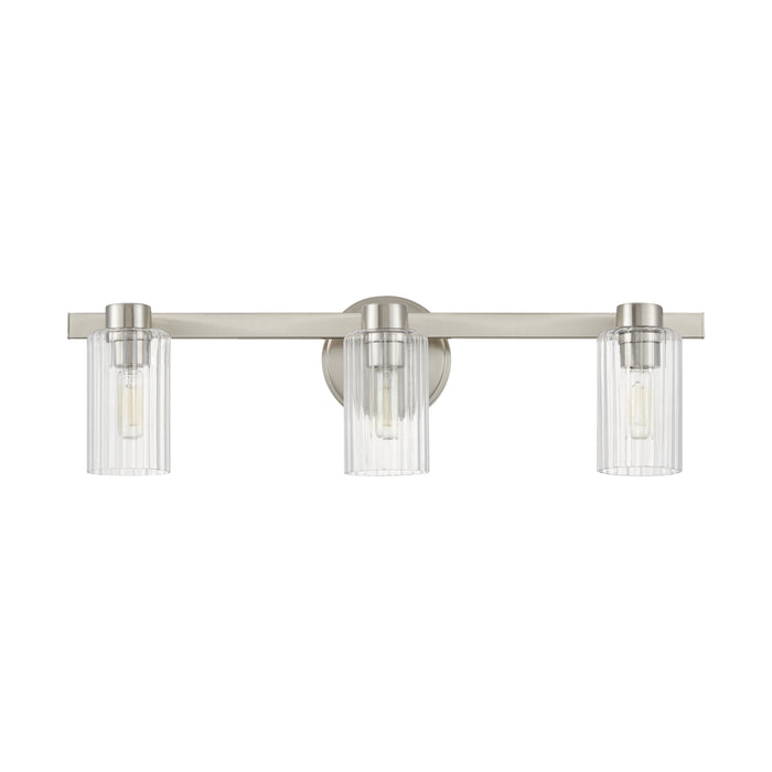 Bedminster 24-inch 3-light Brushed Nickel Vanity Light with Clear Ribbed Glass Shades