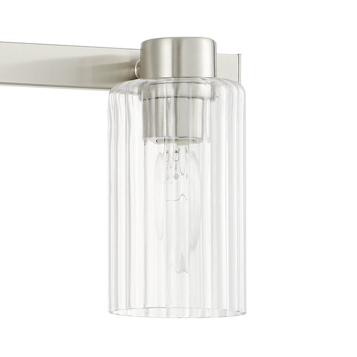 Bedminster 24-inch 3-light Brushed Nickel Vanity Light with Clear Ribbed Glass Shades