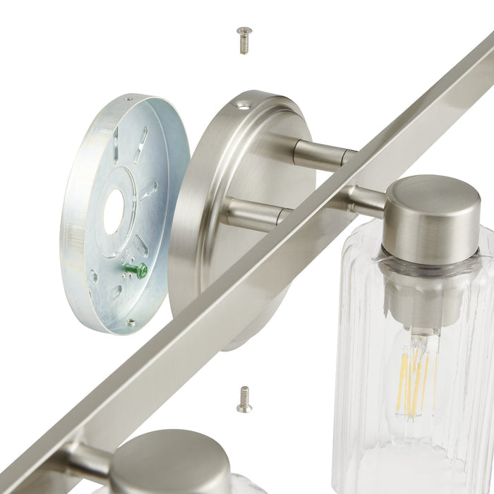 Bedminster 24-inch 3-light Brushed Nickel Vanity Light with Clear Ribbed Glass Shades