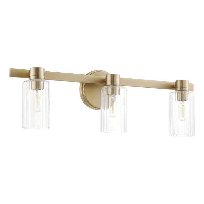 Bedminster 24-inch 3-light Champagne Gold Vanity Light with Clear Ribbed Glass Shades