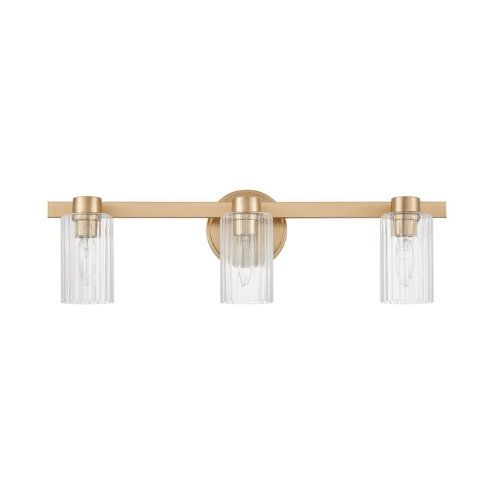 Bedminster 24-inch 3-light Champagne Gold Vanity Light with Clear Ribbed Glass Shades