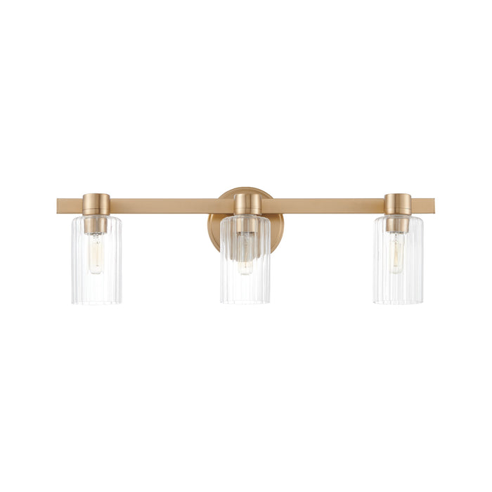 Bedminster 24-inch 3-light Champagne Gold Vanity Light with Clear Ribbed Glass Shades