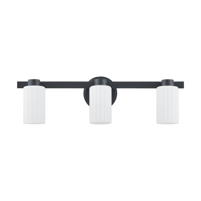 Bedminster 24-inch 3-light Matte Black Vanity Light with Etched Opal Ribbed Glass Shades
