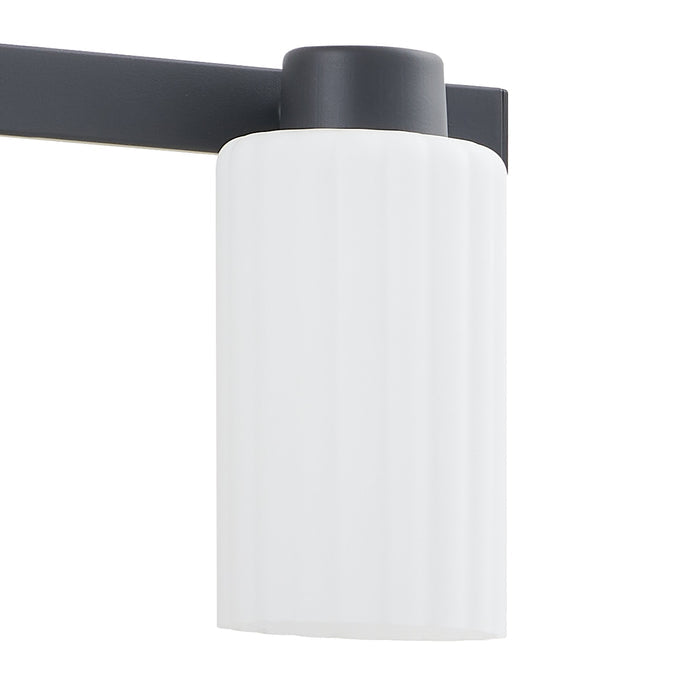 Bedminster 24-inch 3-light Matte Black Vanity Light with Etched Opal Ribbed Glass Shades