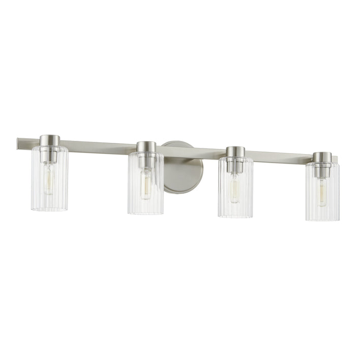 Bedminster 30-inch 4-light Brushed Nickel Vanity Light with Clear Ribbed Glass Shades