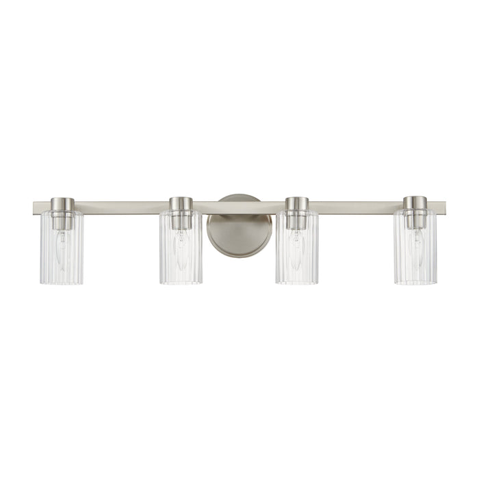 Bedminster 30-inch 4-light Brushed Nickel Vanity Light with Clear Ribbed Glass Shades