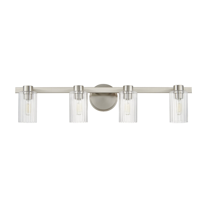 Bedminster 30-inch 4-light Brushed Nickel Vanity Light with Clear Ribbed Glass Shades