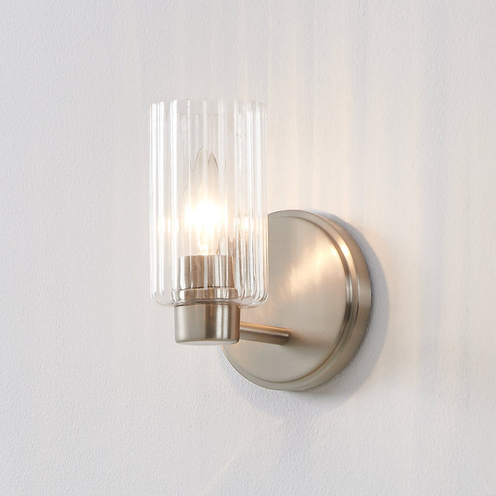 Bedminster 5-inch 1-light Brushed Nickel Vanity Light with Clear Ribbed Glass Shade