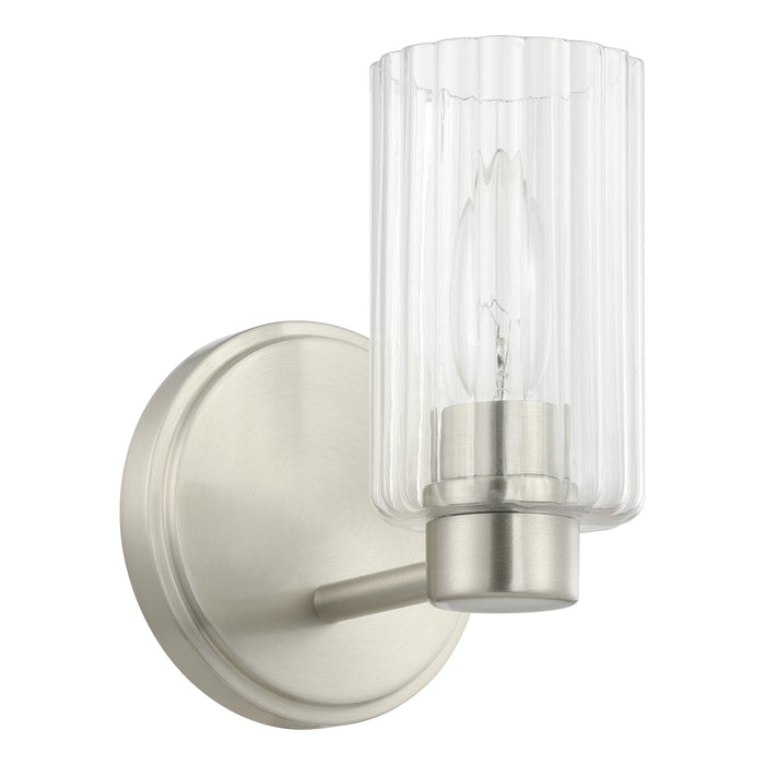 Bedminster 5-inch 1-light Brushed Nickel Vanity Light with Clear Ribbed Glass Shade