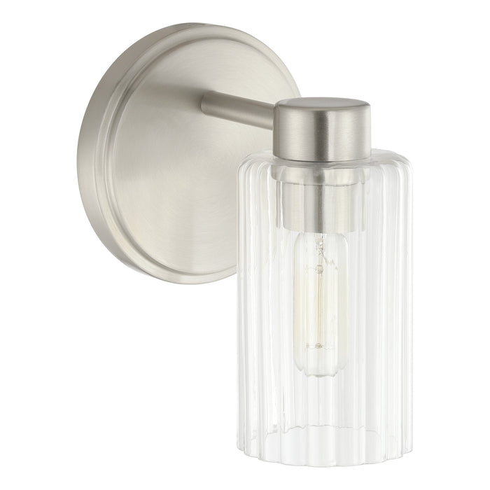Bedminster 5-inch 1-light Brushed Nickel Vanity Light with Clear Ribbed Glass Shade